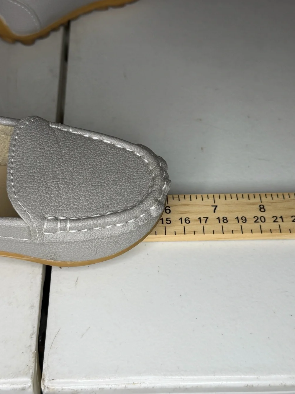 Metallic Silver Slip-On Moccasin Flats